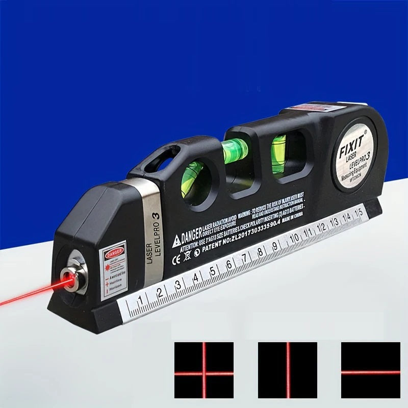 Multi-Purpose Laser Level Tool Kit – Easy Cross Line Laser with 8-Foot Tape Measure for Home Projects
