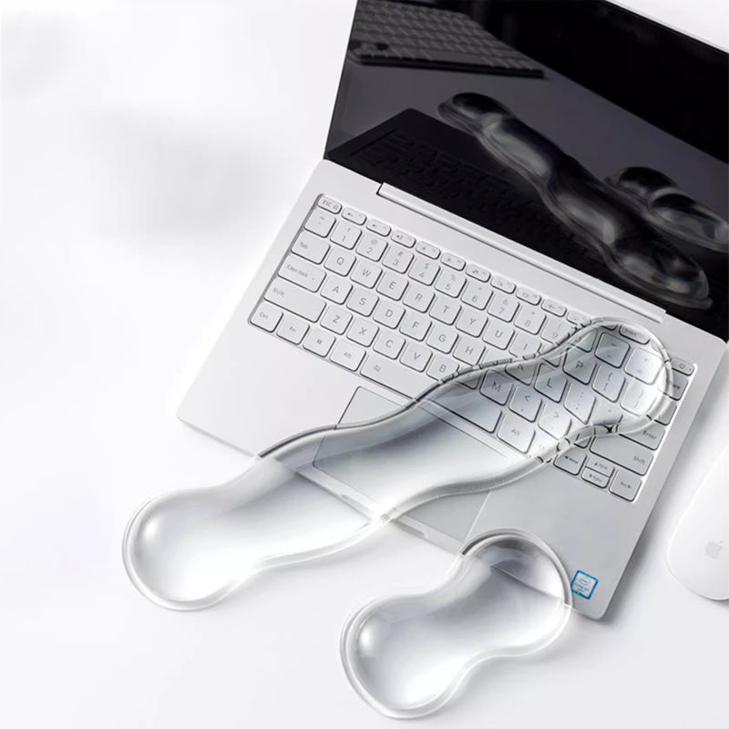 Cool Two-Piece Keyboard Hand Rest Set – Transparent Silicone Wrist Rest Pad for Mechanical Keyboards, Comfortable Ergonomic Mouse Support for Office and Gaming