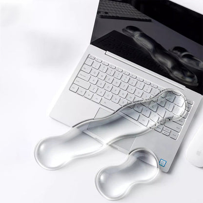 Cool Two-Piece Keyboard Hand Rest Set – Transparent Silicone Wrist Rest Pad for Mechanical Keyboards, Comfortable Ergonomic Mouse Support for Office and Gaming