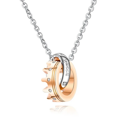 Matching King & Queen Crown Necklaces – Engraved Stainless Steel Couple Necklace for Eternal Love