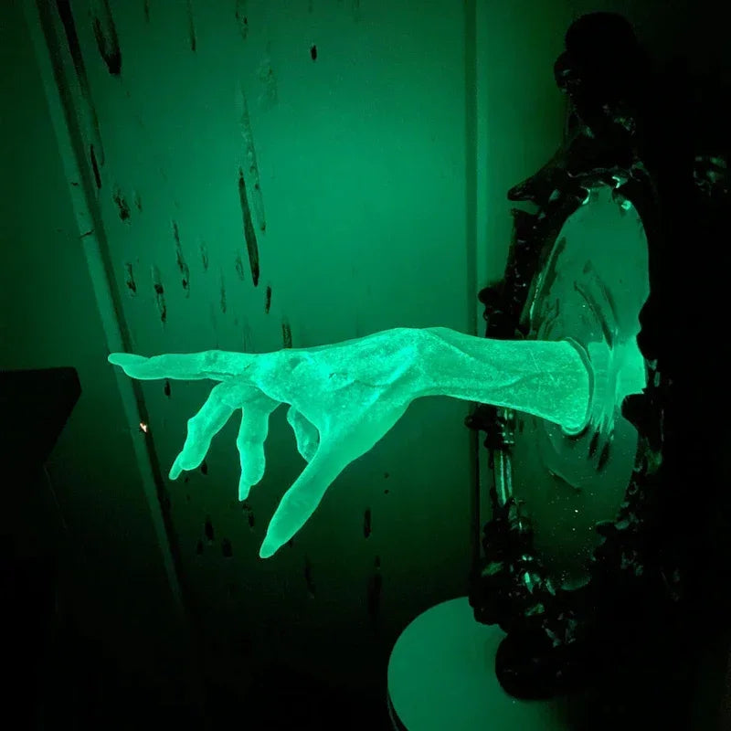 Gothic Devil Hand Wall Decor - Resin Spooky Sculpture Frame with Luminous Effect, Halloween Home Decoration Prop