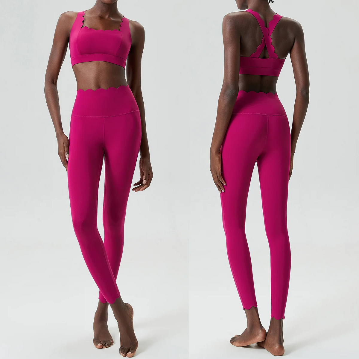 Women’s Solid Color Gym Yoga Set – Breathable Two-Piece Yoga Suit with Stretch Slim Fit Design for Ultimate Comfort and Flexibility