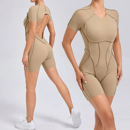 Women Workout Jumpsuit – Long Sleeve Fitness Overalls for Yoga, Gym Training and Active Sportswear Style