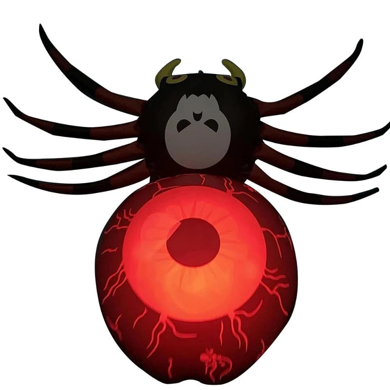 LED Inflatable Halloween Spider – Glow-in-the-Dark Yard Balloon Decoration with Built-In Lights for Scary Haunted Party Setup