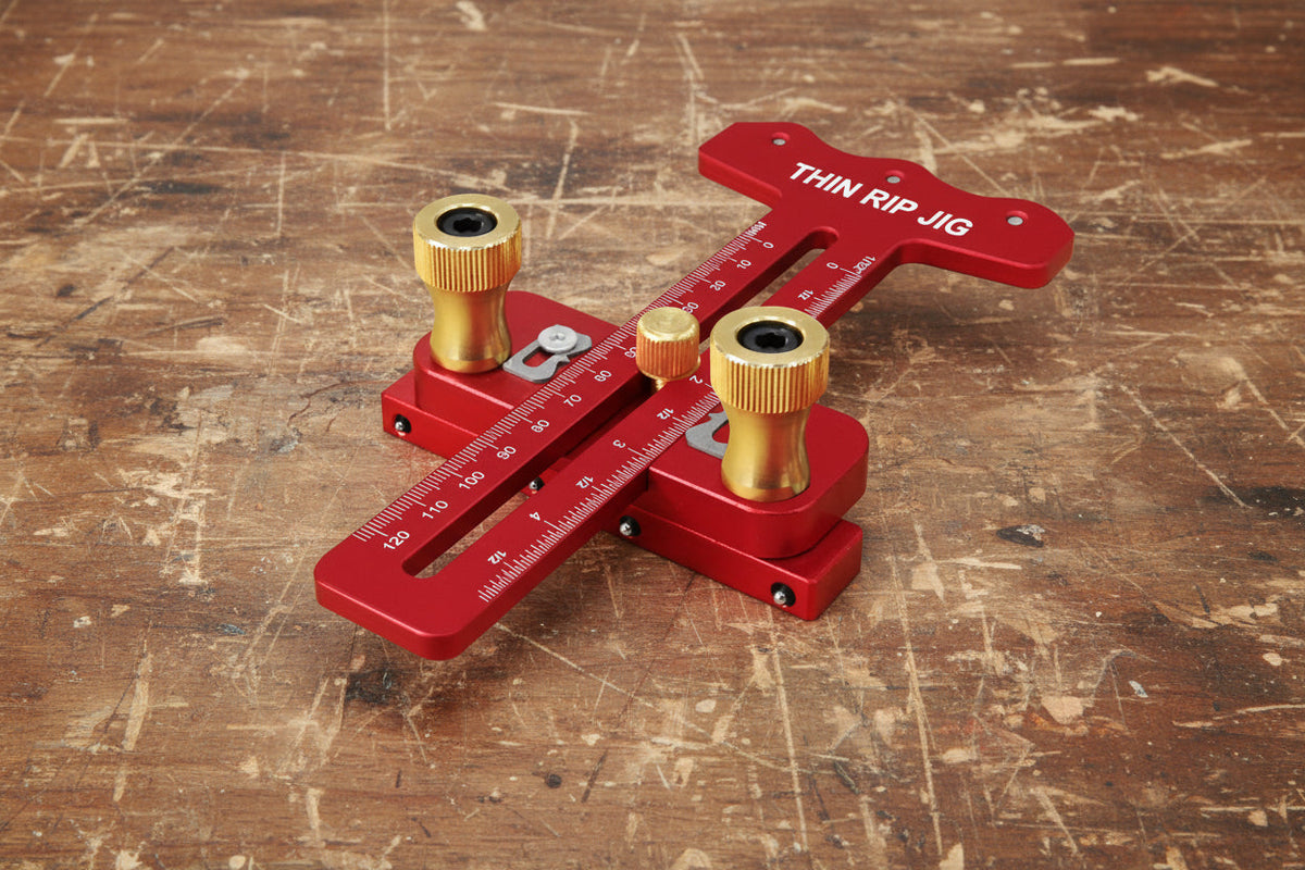 Thin Rip Table Saw Jig – Adjustable Woodworking Guide with 3-Pulley System for Precision Thin Cutting