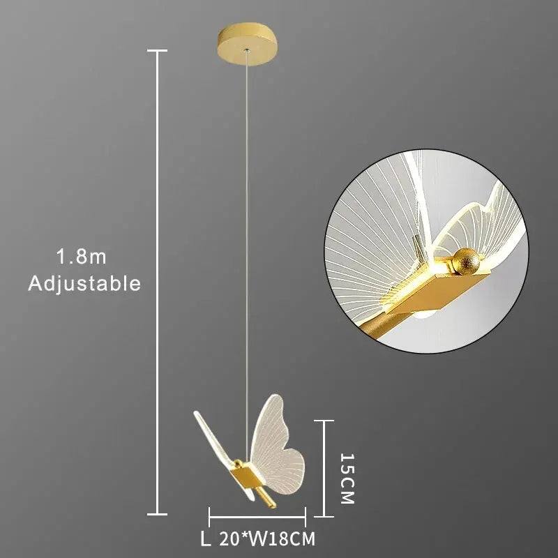 Nordic Butterfly LED Pendant Hanging Lamp – Elegant Hanging Light for Bedroom & Staircase