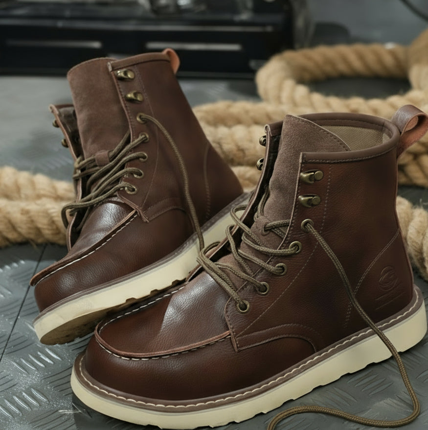 Men’s Classic High-Top Work Boots – Anti-Smash & Anti-Pierce Safety Shoes with Retro Outdoor Design