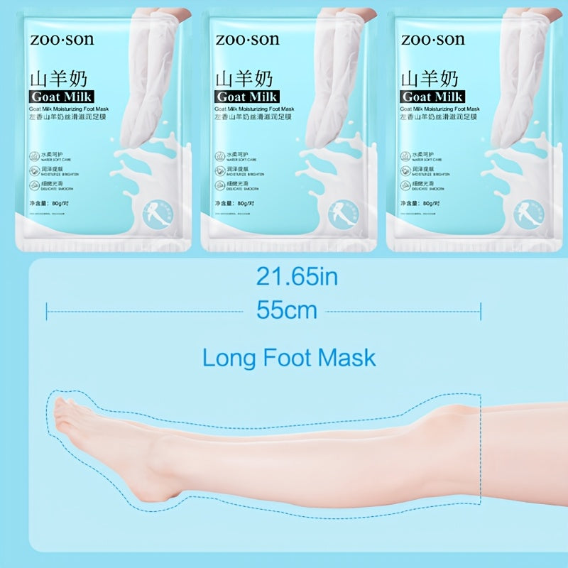 Goat Milk Foot and Hand Mask 6 Pairs – Hydrating and Moisturizing Treatment for Soft, Smooth Skin and Intensive Repair Therapy
