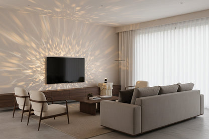 USB Plug-In Water Ripple Projection Lamp – Polished Metal Base with Adjustable Ambient Lighting for Any Room