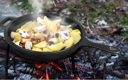 Heavy-Duty Cast Iron Dutch Oven Set – 2-in-1 Convertible Pot & Lid with Silicone Grips for Indoor and Outdoor Cooking Versatility