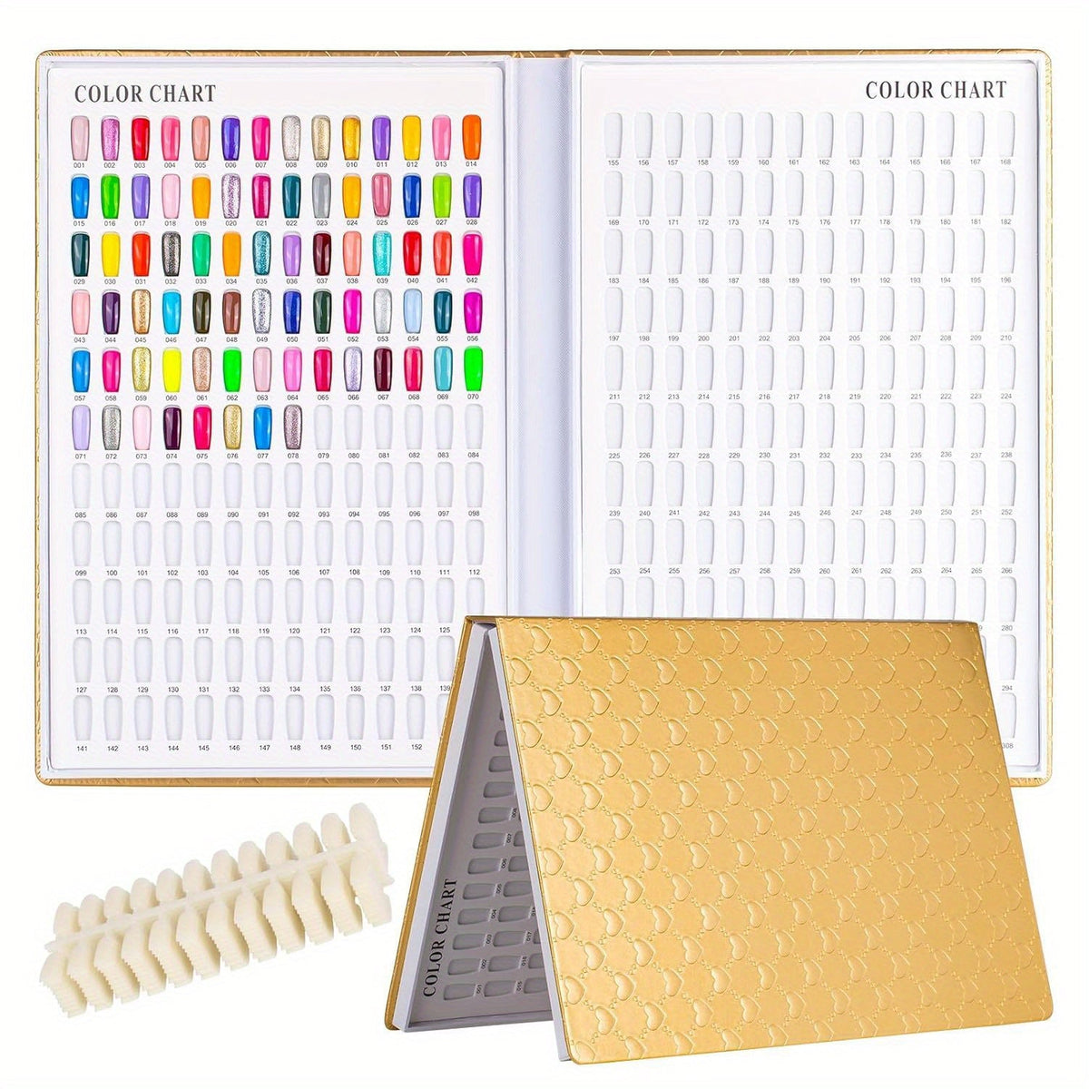 Heart Nail Sample Chart – 308 Color, 360-Tip Gel Display Book for Salon-Ready Nail Art, No Glue or Pasting Needed