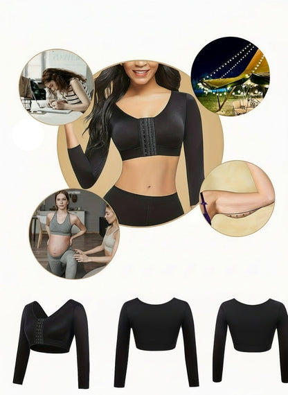 Long Sleeve Compression Arm Slimmer Top –  Shapewear with Chest Push-Up Support for Arm Sculpting, Recovery, Slimming & Autumn Layering