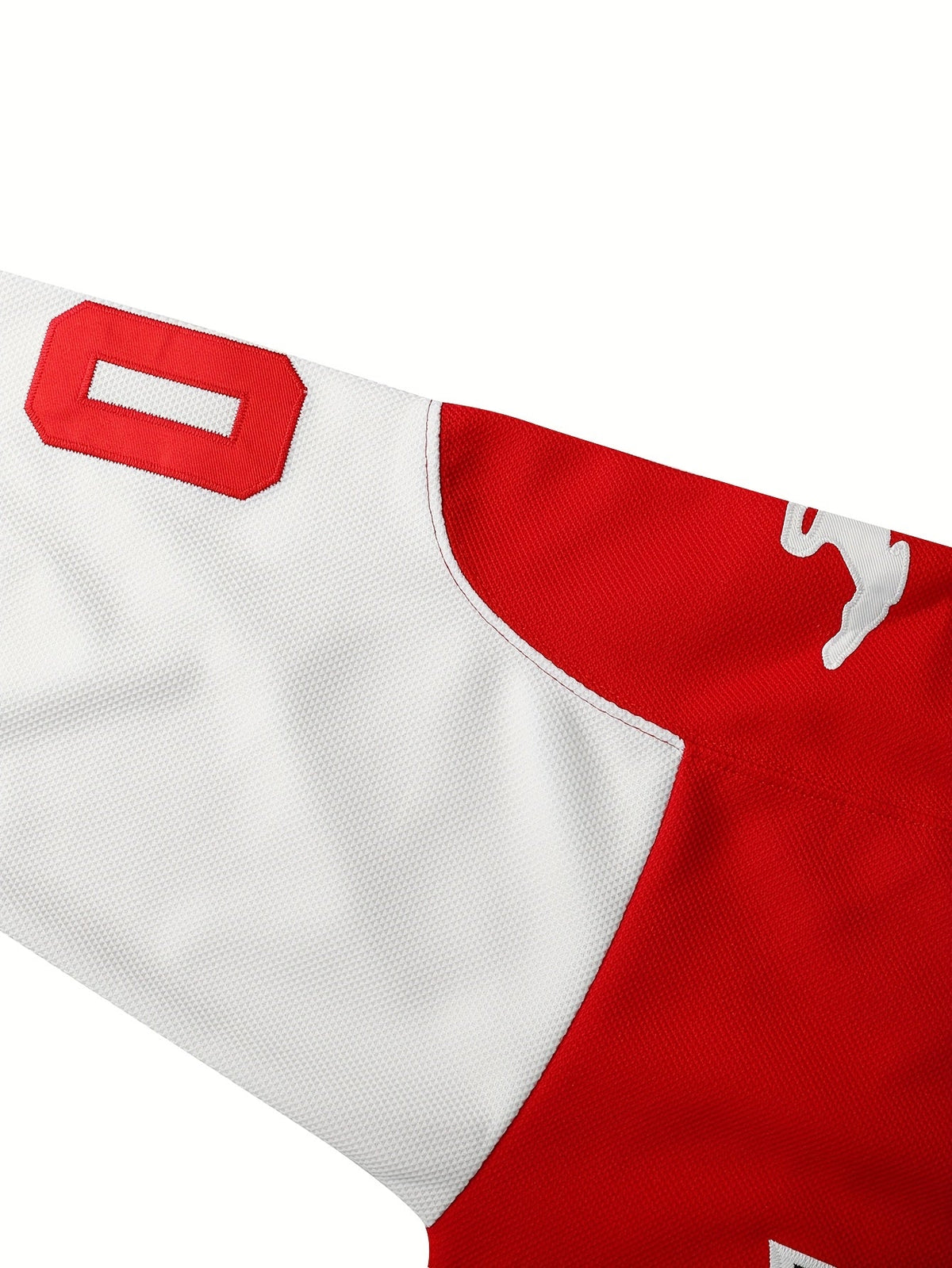 Men’s Ice Hockey Jersey #10 – Red Embroidered Polyester Knit Hockey Shirt with Loose Fit for Sportswear and Casual Style
