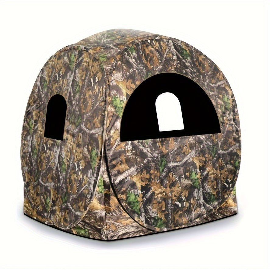 Camouflage Hunting Blind Tent – 270° View Pop-Up Ground Tent Good for 3 Persons with Silent Windows, Carry Bag & Stakes