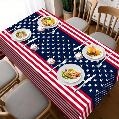 Patriotic American Flag PEVA Tablecloths – 2-Pack Disposable 54x108" Red White & Blue Table Covers for 4th of July Parties, BBQs & Outdoor Picnic Decorations