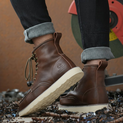 Men’s Classic High-Top Work Boots – Anti-Smash & Anti-Pierce Safety Shoes with Retro Outdoor Design