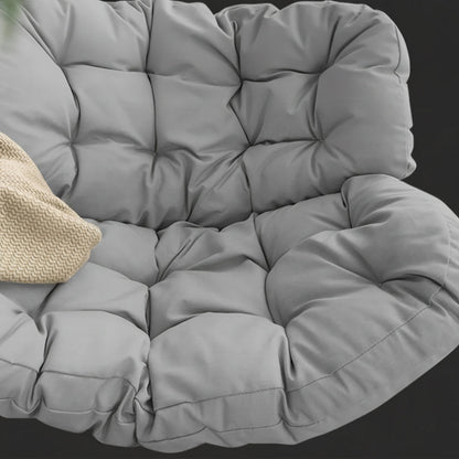 Oversized Outdoor Rocking Papasan Chair – Wicker Egg Lounge Chair with Thick Cushion for Patio and Backyard