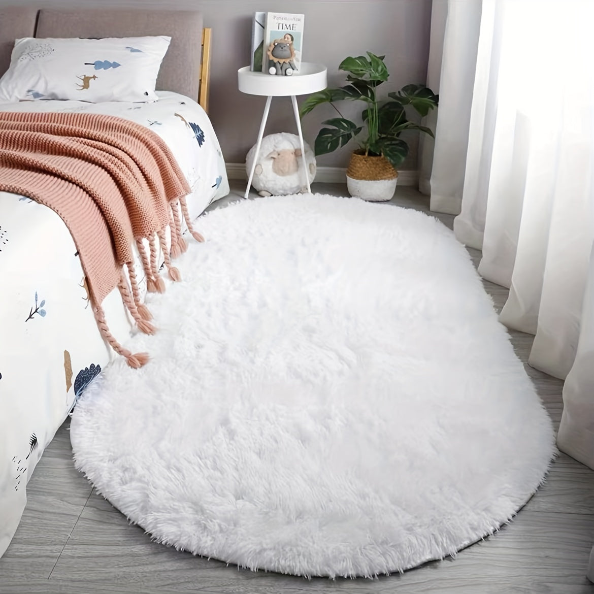 Oval Bedside Carpet Mat – Stylish Bedroom Rug for Bedside, Living Room Coffee Table Accent, and Cozy Modern Home Décor