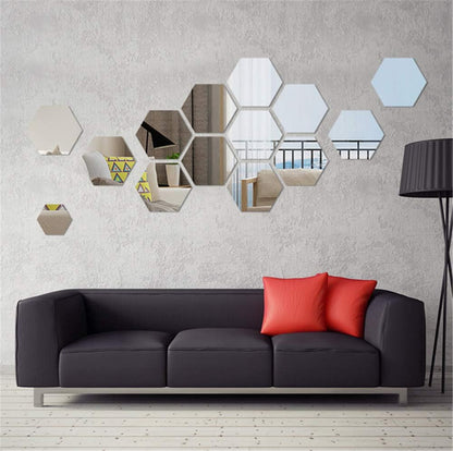 Hexagonal Acrylic Mirror Wall Sticker