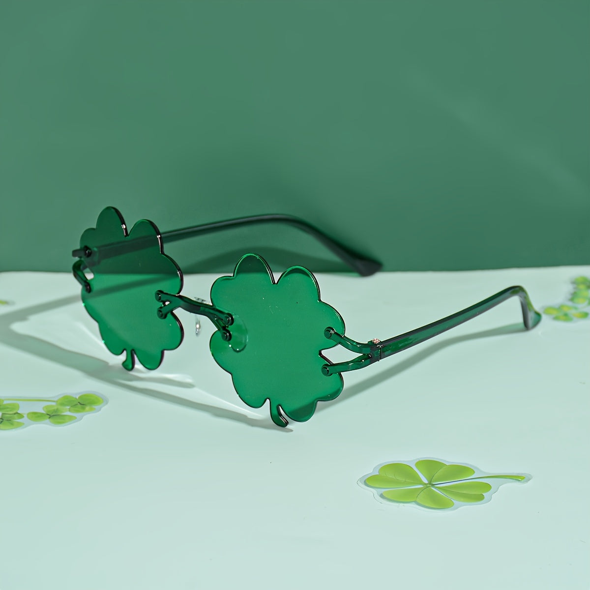 St. Patrick’s Day Clover Fashion Glasses – Red & Green Frame Festive Eyewear Perfect for Irish Parties, Fun Photos & Costumes