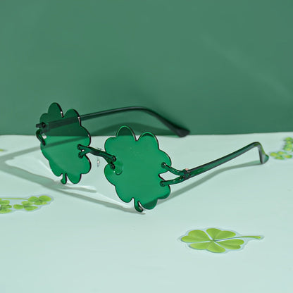 St. Patrick’s Day Clover Fashion Glasses – Red & Green Frame Festive Eyewear Perfect for Irish Parties, Fun Photos & Costumes
