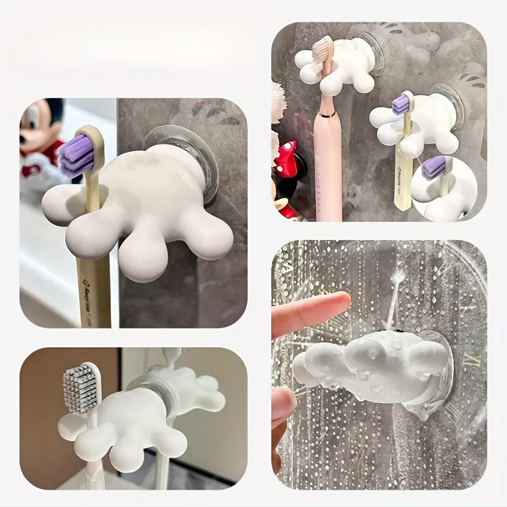 Palm-Shaped Utility Hooks- 2pcs Punch-Free Plastic Holders for Cables, Toothbrushes, Keys, and Everyday Home Organization