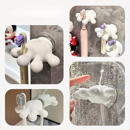 Palm-Shaped Utility Hooks- 2pcs Punch-Free Plastic Holders for Cables, Toothbrushes, Keys, and Everyday Home Organization