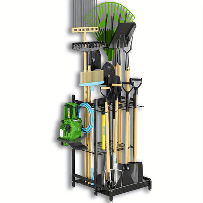 Heavy-Duty Black Metal Garden Rack – Strong Storage Organizer for Tools, Hoses & Supplies, Keeping Outdoor Spaces Clutter-Free
