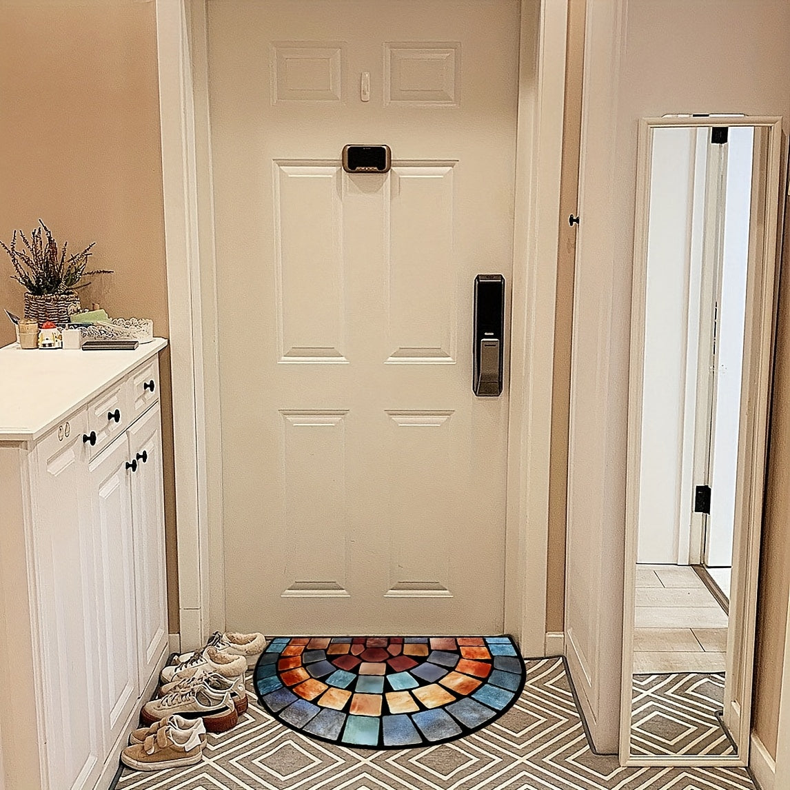 Chic Non-Slip Door Mat – Thick Soft Polyester Entry Rug with Modern Art Pattern for Porches, Living Room & Indoor Decor