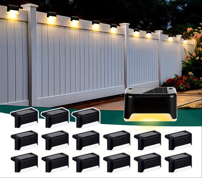 Outdoor Stair & Pathway Solar LED Deck Lights – 16pcs Lighting System with Auto On/Off, 12-Hour Runtime, Warm White Glow & Easy Installation for Homes, Hotels, Malls & Commercial Spaces