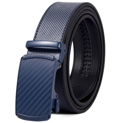 Men’s Leather Ratchet Belt – Adjustable Automatic Buckle Dress Belt with Gift Box, 35mm Premium Classic Accessory
