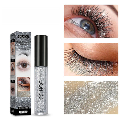 Diamond Glitter Mascara – Waterproof Galaxy Silver Sequins for Thick, Long-Lasting Eyelashes with Intense Curl Shine