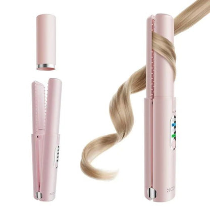 Cordless Hair Straightener and Curler - 2-in-1  Cordless Straightener and Portable Flat Iron for Hair, USB-C Rechargeable Ceramic Mini Flat Iron