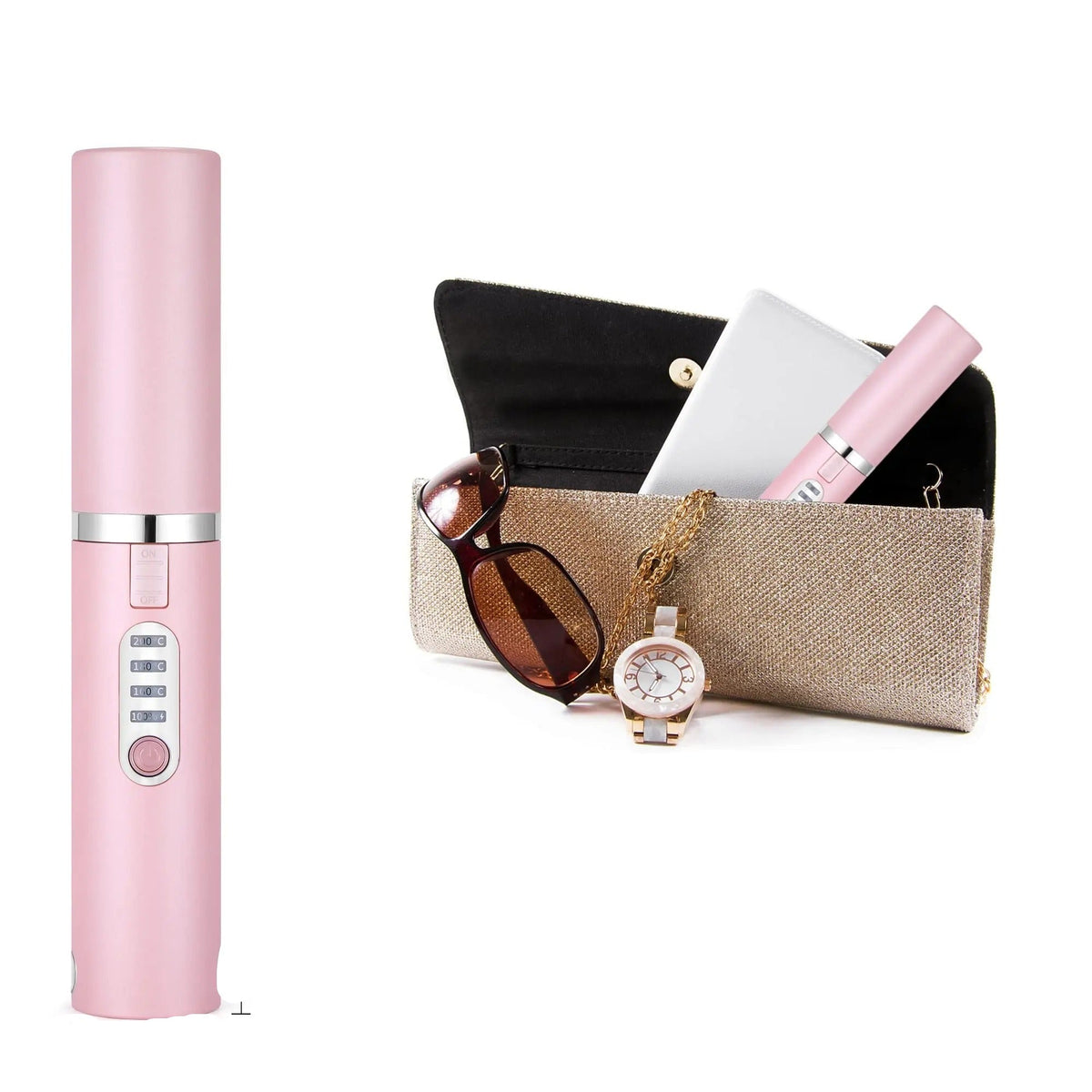 Cordless Hair Straightener and Curler - 2-in-1  Cordless Straightener and Portable Flat Iron for Hair, USB-C Rechargeable Ceramic Mini Flat Iron