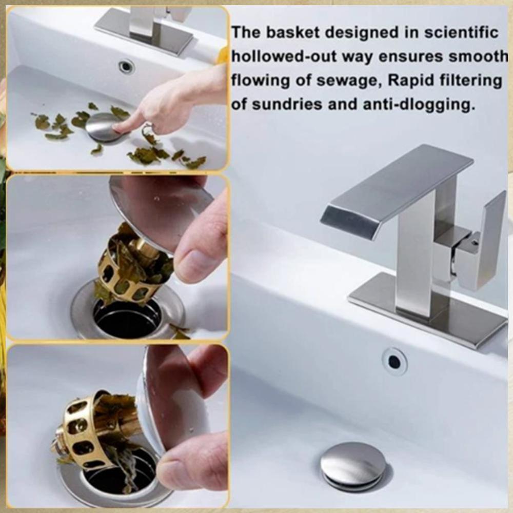 Universal Wash Basin Pop-Up Drain Filter - 2 in 1 Stopper and Filter