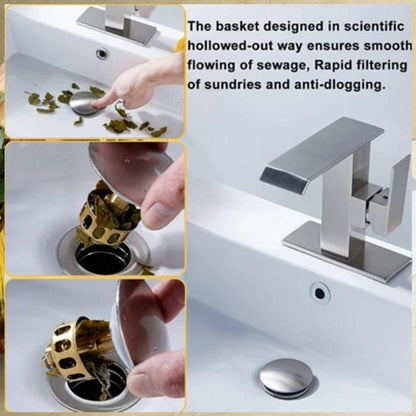 Universal Wash Basin Pop-Up Drain Filter - 2 in 1 Stopper and Filter