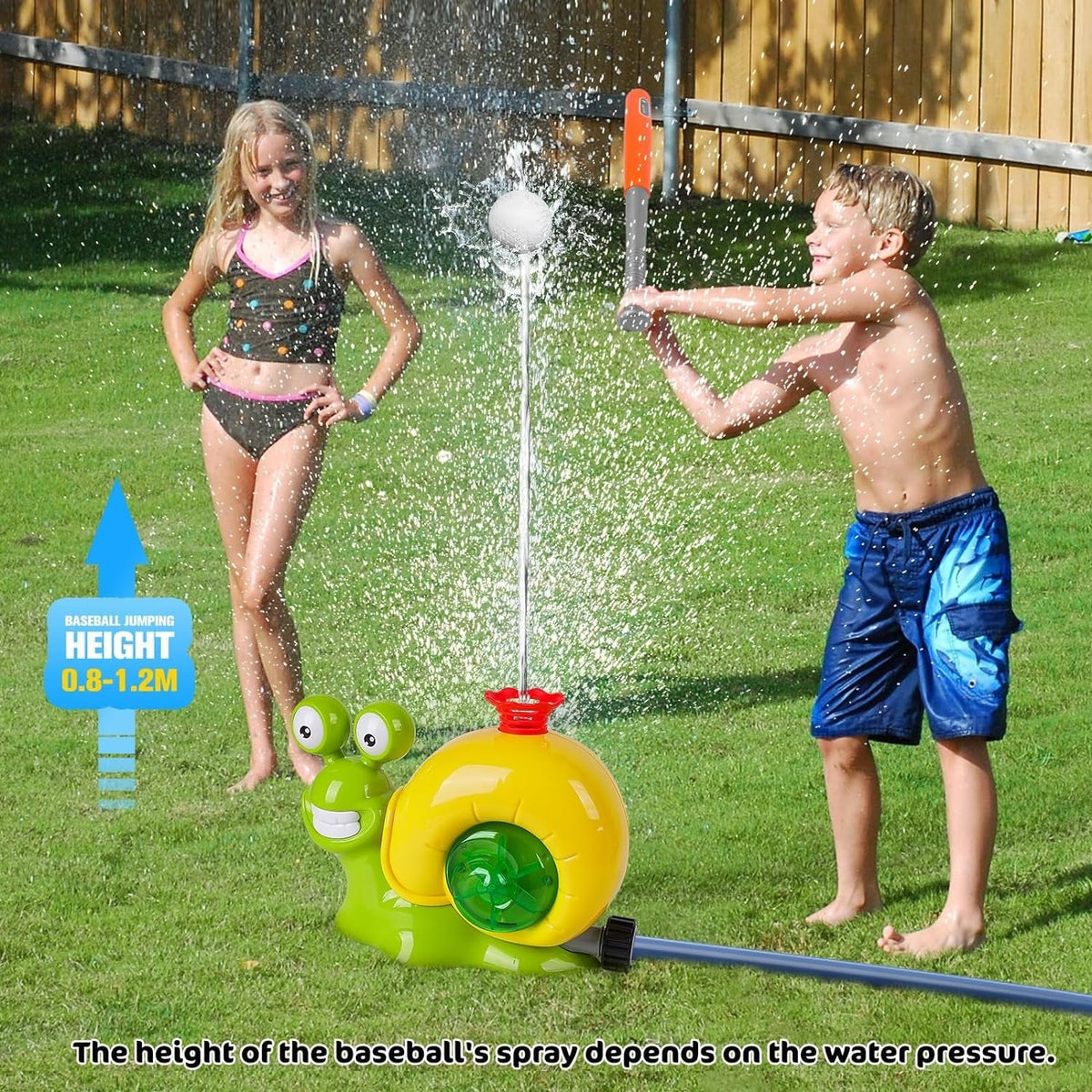 Water Sprinkler - 2-in-1 Baseball Toy for Kids with 360° Rotating Spray