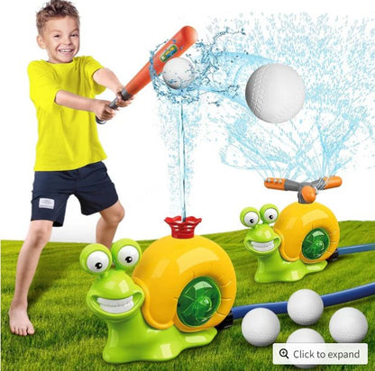 Water Sprinkler - 2-in-1 Baseball Toy for Kids with 360° Rotating Spray