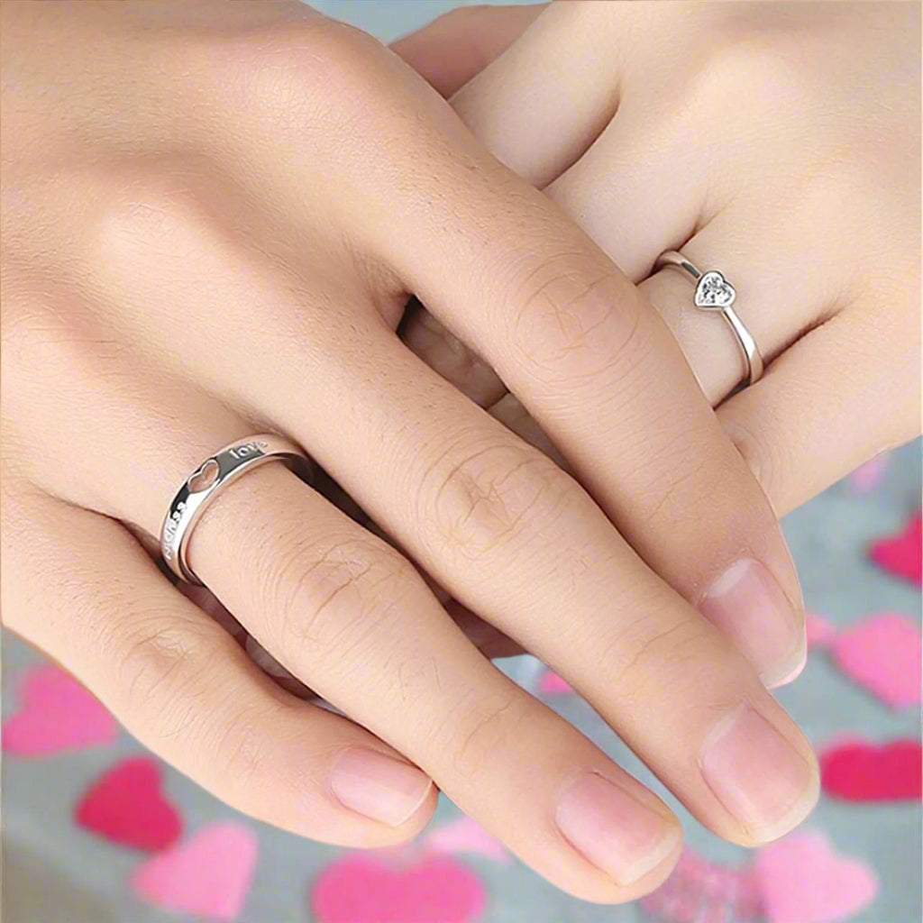 Zircon Heart Couple Rings Set – Timeless Wedding Jewelry for Him and Her Perfect for Valentine's Day