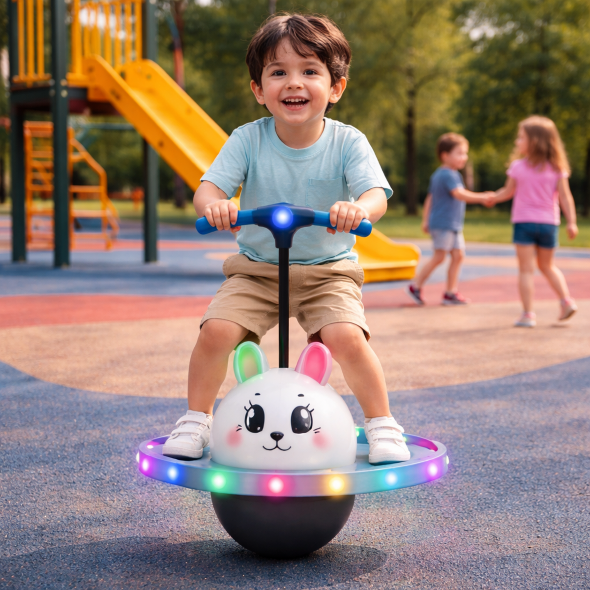 Light-Up Bouncing Ball Fitness Toy – LED Elastic Jumping Ball for Kids & Adults, Balance Training & High Jump Sports Equipment