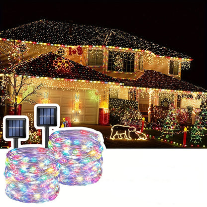 Solar Fairy 300LED Outdoor String Lights – 104ft Copper Wire Lighting with 8 Modes, Garden & Tree Decoration for Christmas, Parties & Weddings with NiMH Battery & Cable Management Reel