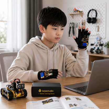Keyestudio Motion Sensing Gloves – Gesture Control Smart Car Kit for Arduino NANO Plus for Tech Enthusiasts and Advanced DIY Robotic Programming