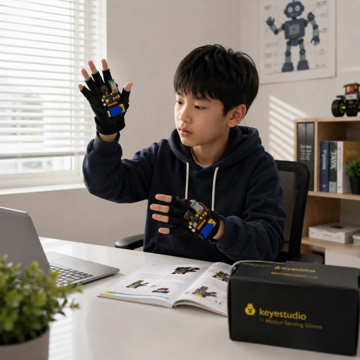 Keyestudio Motion Sensing Gloves – Gesture Control Smart Car Kit for Arduino NANO Plus for Tech Enthusiasts and Advanced DIY Robotic Programming