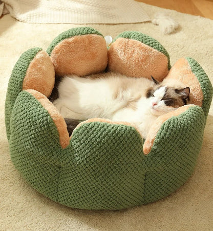 Cactus Petal Cat Bed – Soft & Cozy Winter Nest for Small Dogs & Cats
