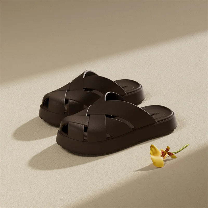 Unisex Closed-Toe EVA Slippers – Soft Anti-Slip Summer Sandals for Men & Women, Outdoor Baotou House Shoes for Home Comfort