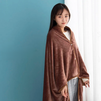 Winter Warm Flannel Hooded Shawl Blanket – Plush & Warm for TV, Office, or Outdoor Comfort for Adults and Kids