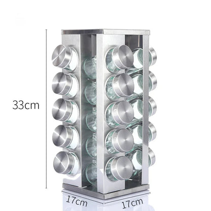 Rotating Seasoning Rack – Cross-Border Stainless Steel Kitchen Spice Organizer, 360° Rotating Storage Solution for Spices, Sauces, and Herbs