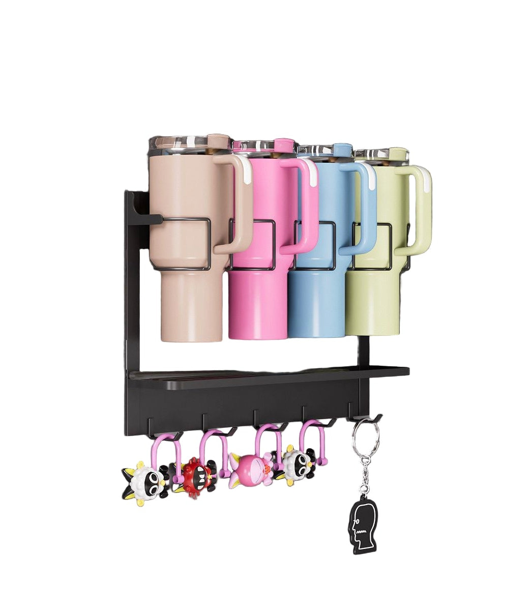 Durable Carbon Steel Magnetic Cup Holder –  Organizer for Insulated Cups, Ice Cream Containers, or Kitchen Storage, Sleek Design for Space-Saving Convenience