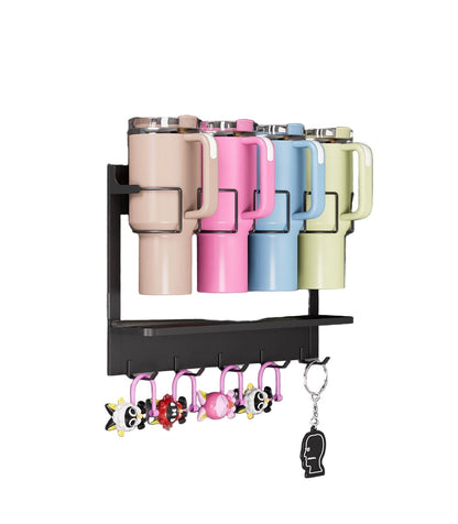 Durable Carbon Steel Magnetic Cup Holder –  Organizer for Insulated Cups, Ice Cream Containers, or Kitchen Storage, Sleek Design for Space-Saving Convenience