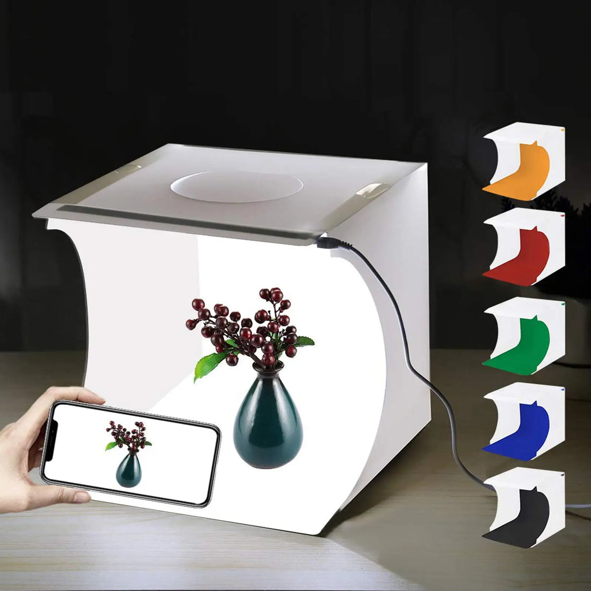 Mini Photo Studio Lightbox – Portable Folding Photography Kit w/ 6 Backdrops